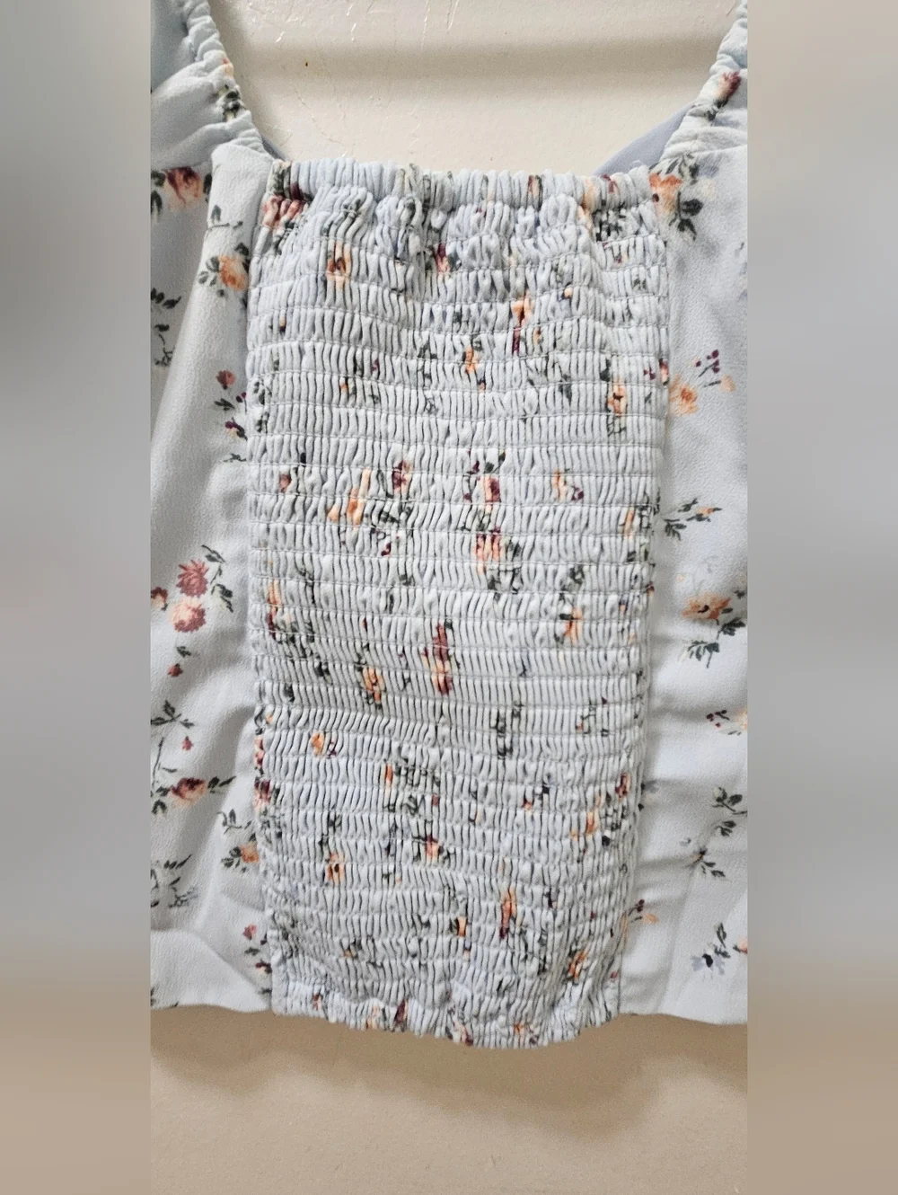 Abercrombie & Fitch Pale Blue Floral Puff-Sleeve Top